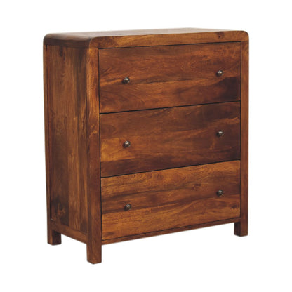 Commode aux angles arrondis en manguier massif – Châtaigne – vue 3