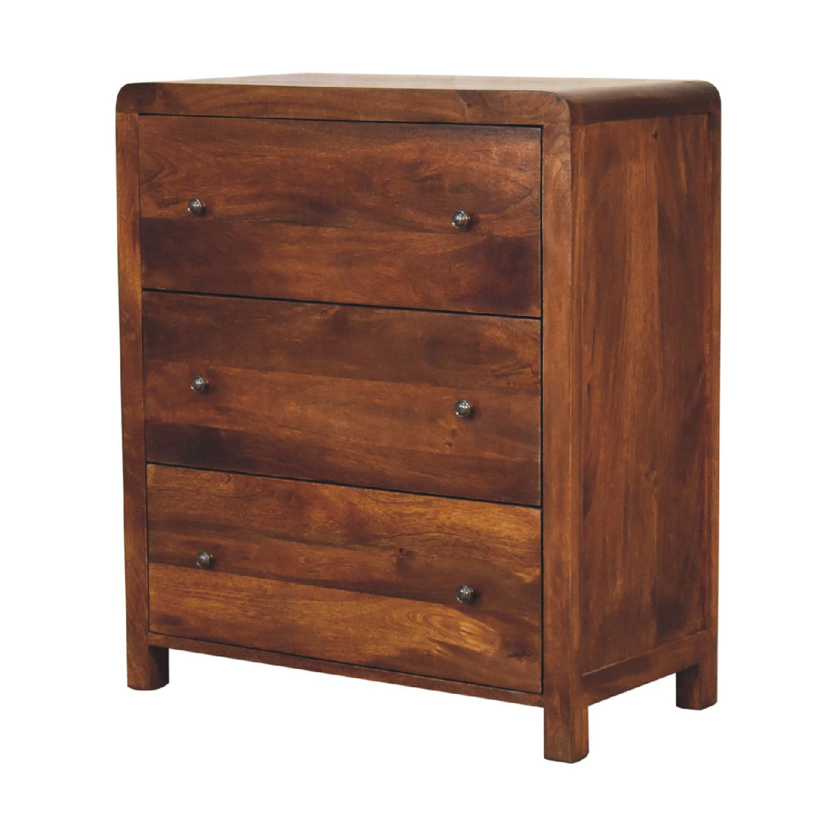 Commode aux angles arrondis en manguier massif – Châtaigne – vue 4