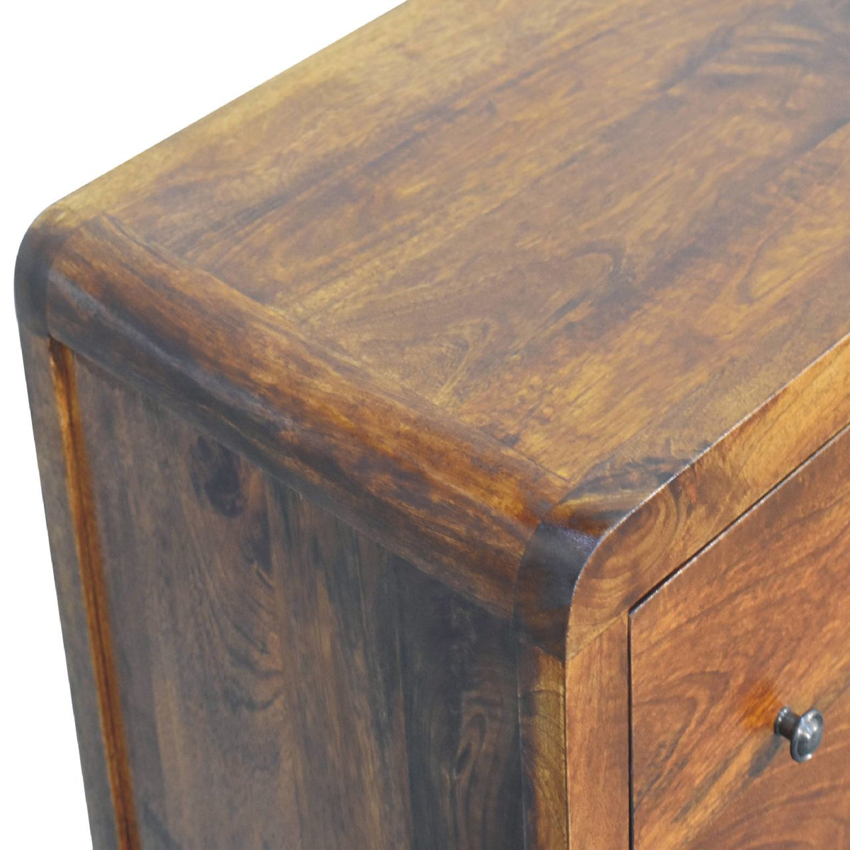 Commode aux angles arrondis en manguier massif – Châtaigne – vue 6