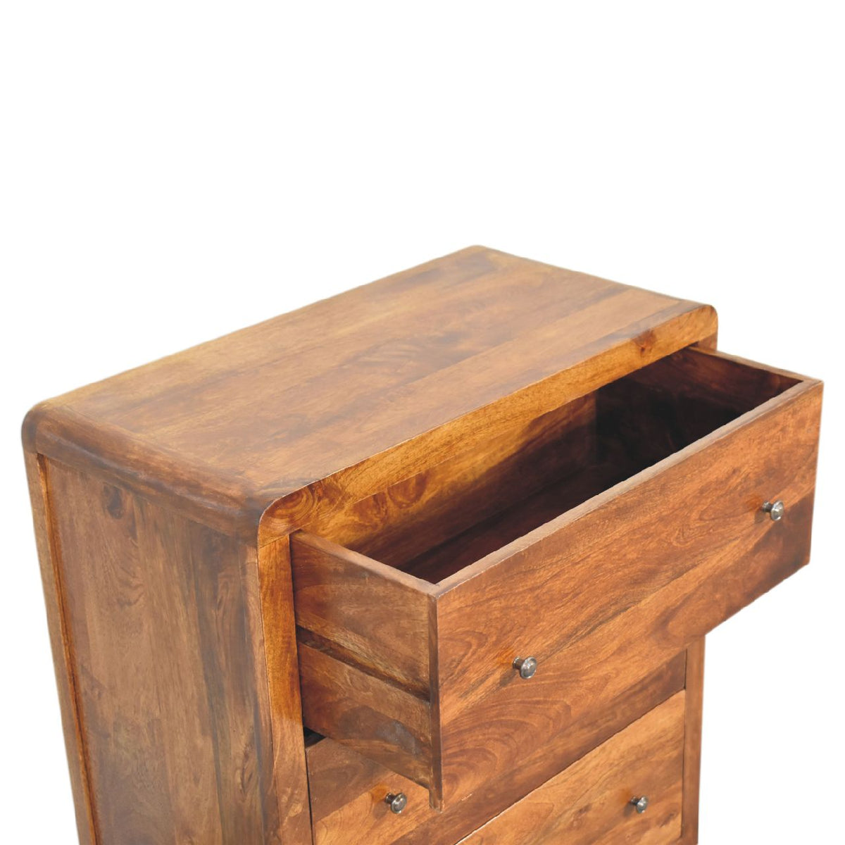 Commode aux angles arrondis en manguier massif – Châtaigne – vue 7