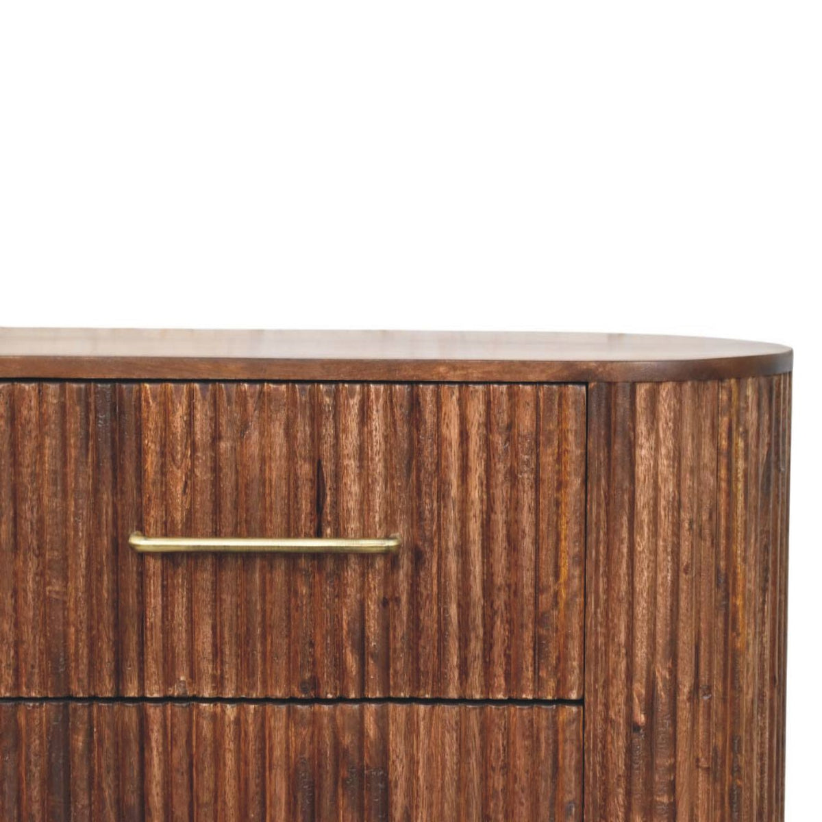 Commode cannelée 6 tiroirs en manguier massif – Amande grillée – vue 4