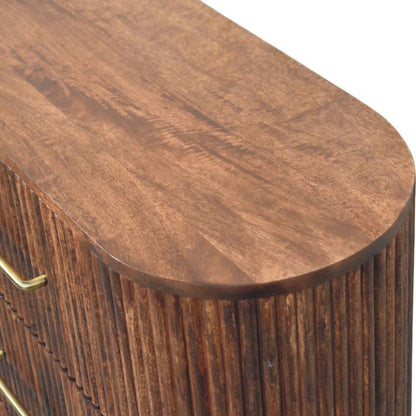 Commode cannelée 6 tiroirs en manguier massif – Amande grillée – vue 5