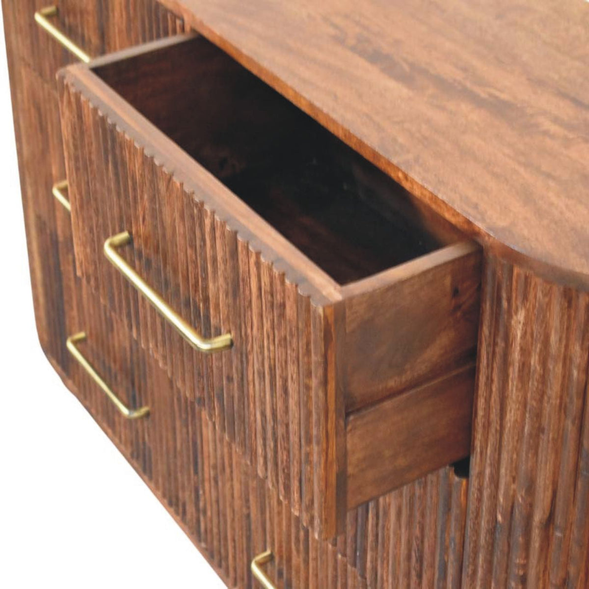 Commode cannelée 6 tiroirs en manguier massif – Amande grillée – vue 6