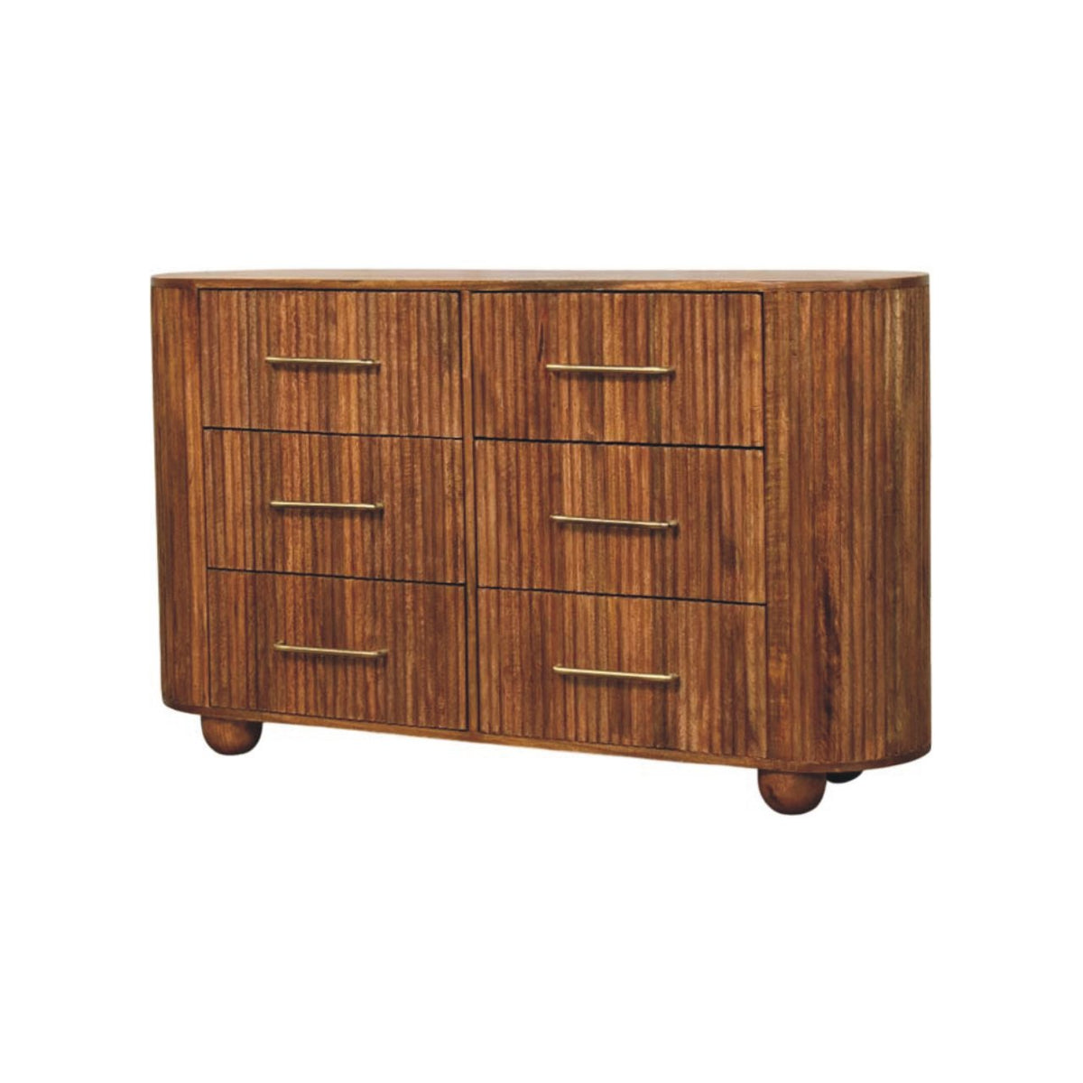 Commode cannelée 6 tiroirs en manguier massif – Ambre – vue 3