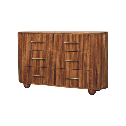 Commode cannelée 6 tiroirs en manguier massif – Ambre – vue 3