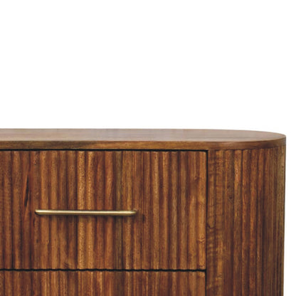 Commode cannelée 6 tiroirs en manguier massif – Ambre – vue 4