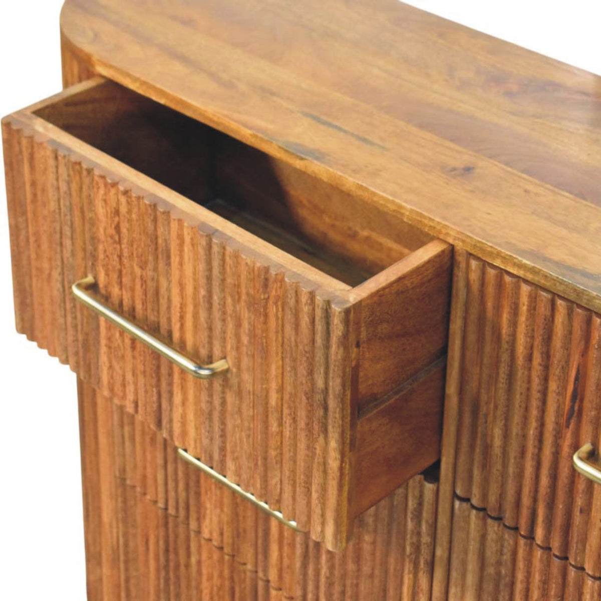 Commode cannelée 6 tiroirs en manguier massif – Ambre – vue 5