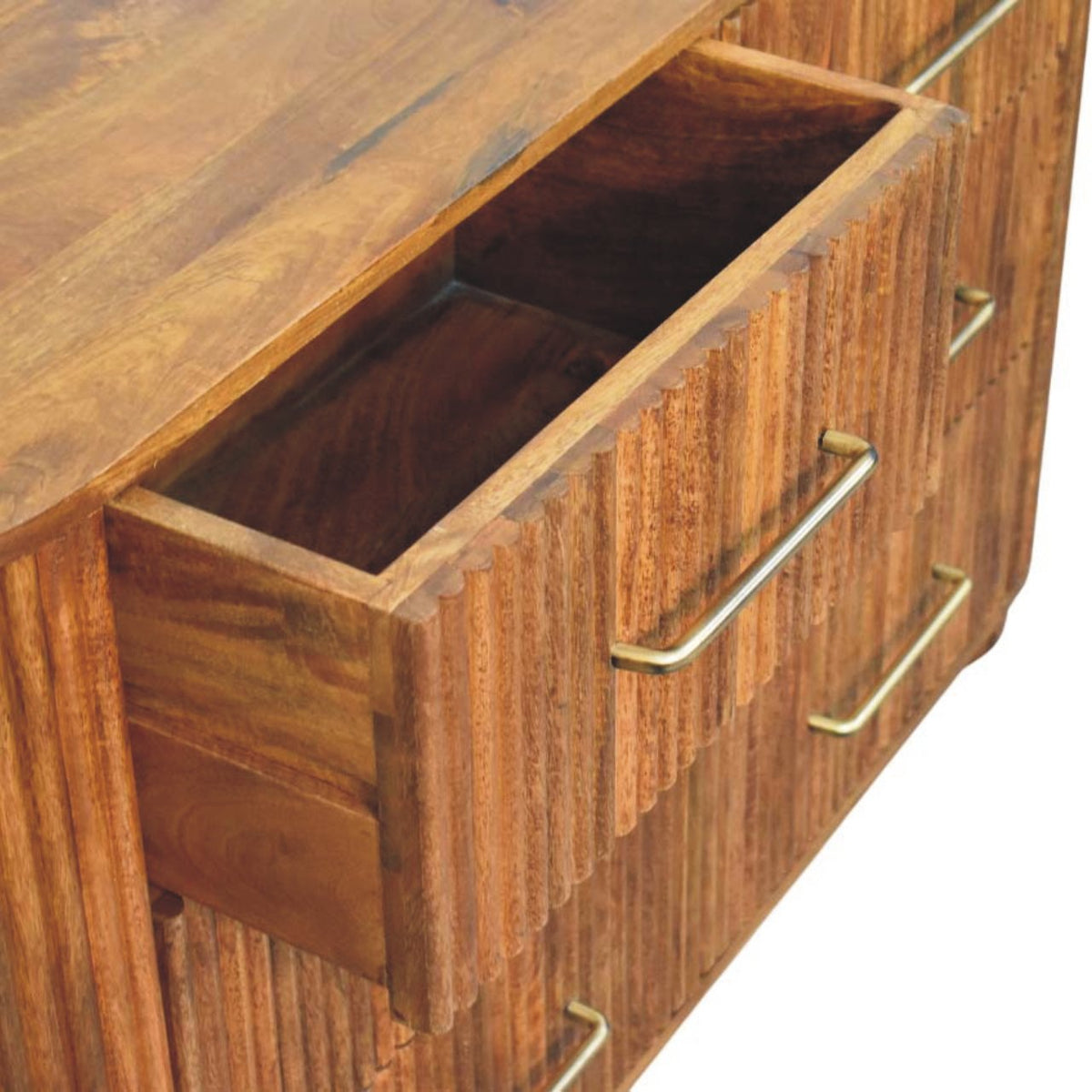 Commode cannelée 6 tiroirs en manguier massif – Ambre – vue 6