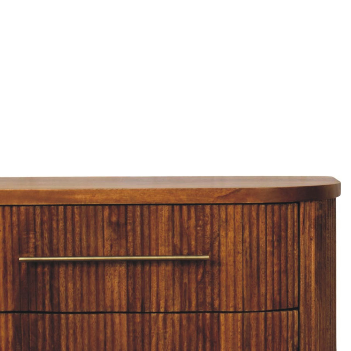 Commode cannelée à 3 tiroirs en manguier massif – Ambre – vue 4