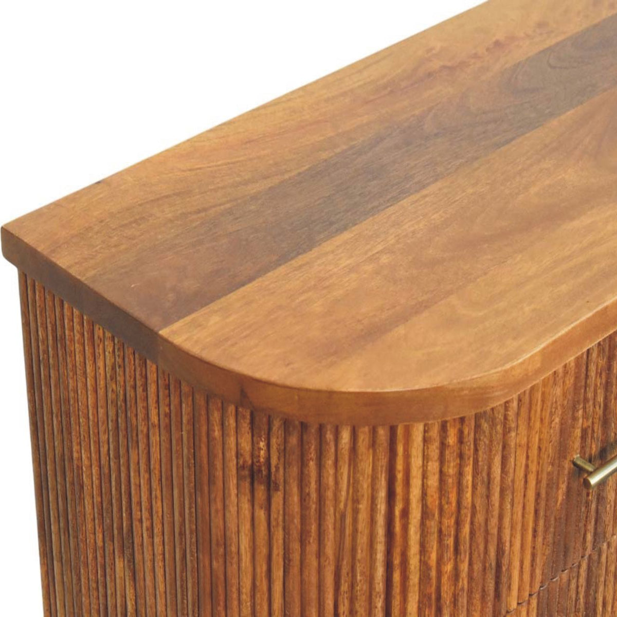 Commode cannelée à 3 tiroirs en manguier massif – Ambre – vue 5