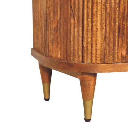 Commode cannelée à 3 tiroirs en manguier massif – Ambre – vue 7