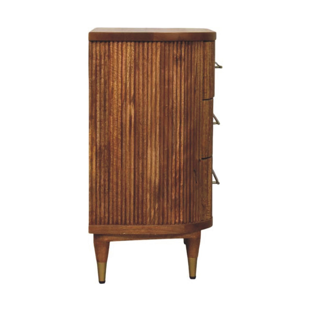 Commode cannelée à 3 tiroirs en manguier massif – Ambre – vue 8