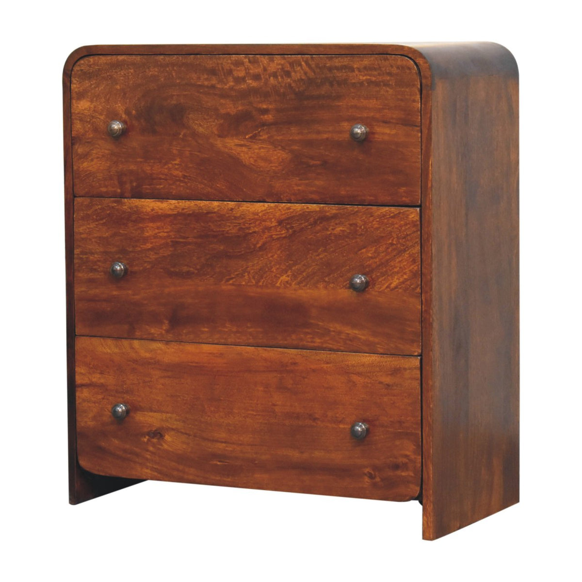 Commode étroite aux angles adoucis en manguier massif – Châtaigne – vue 3