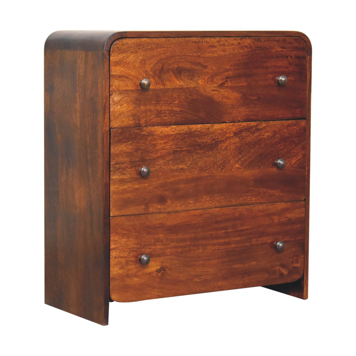 Commode étroite aux angles adoucis en manguier massif – Châtaigne – vue 4