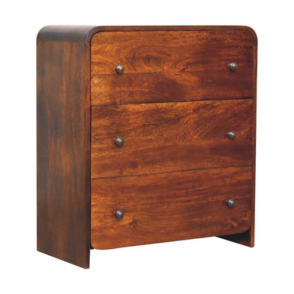 Commode étroite aux angles adoucis en manguier massif – Châtaigne – vue 4