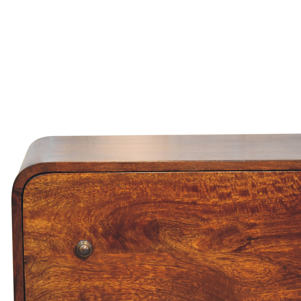 Commode étroite aux angles adoucis en manguier massif – Châtaigne – vue 5