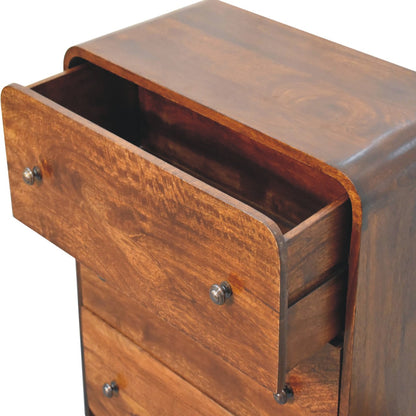Commode étroite aux angles adoucis en manguier massif – Châtaigne – vue 7