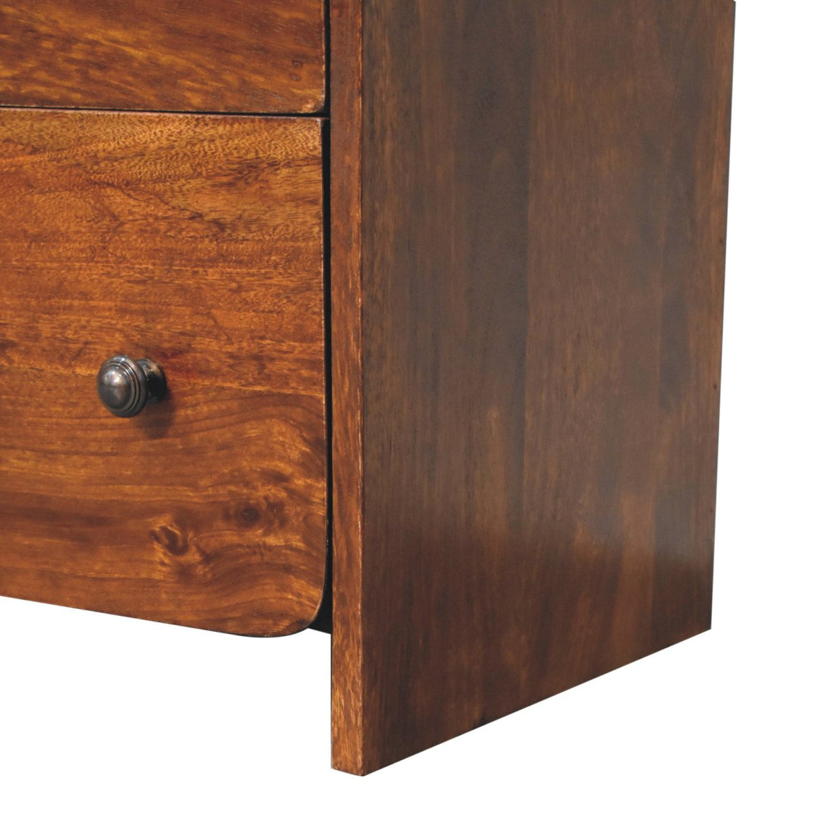 Commode étroite aux angles adoucis en manguier massif – Châtaigne – vue 8