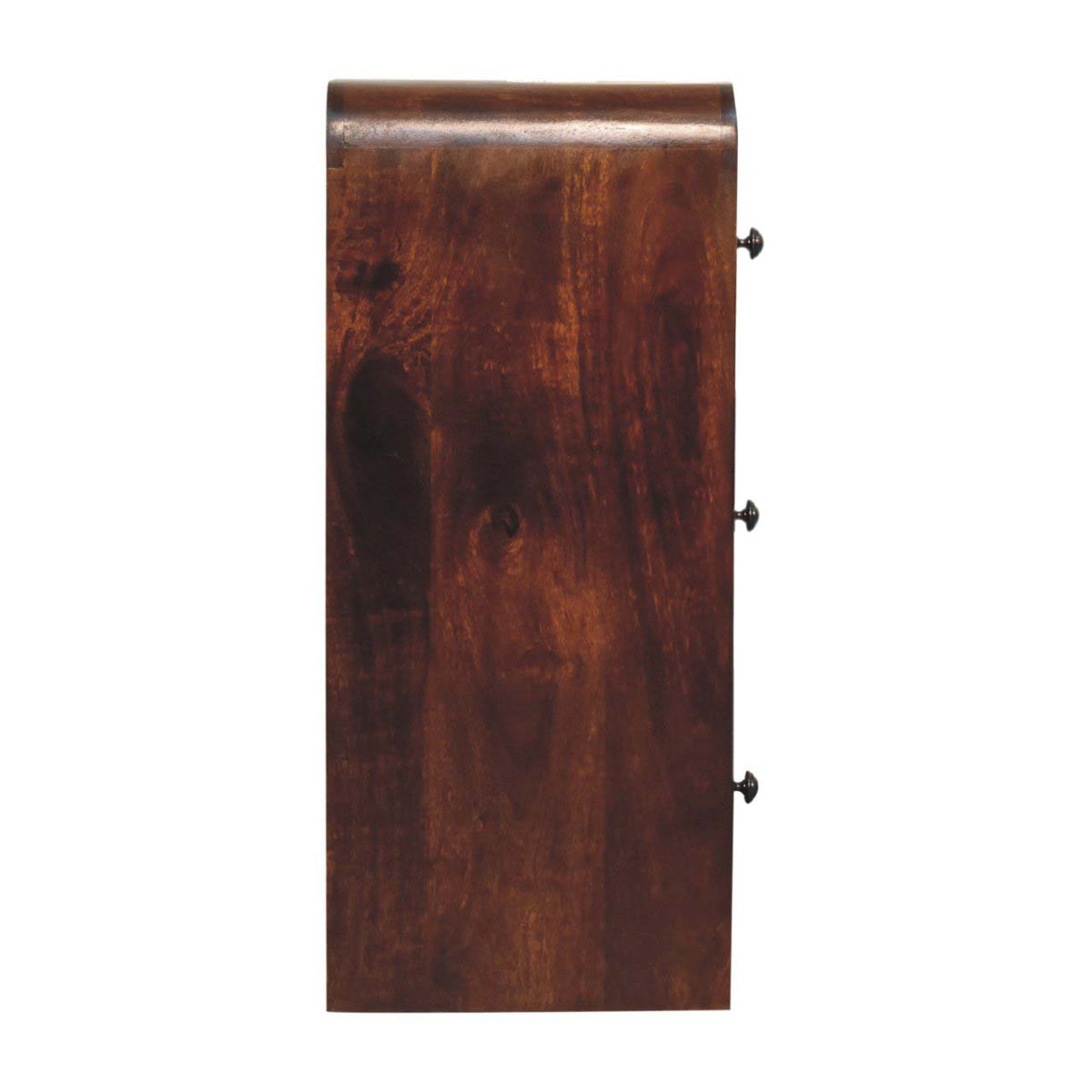 Commode étroite aux angles adoucis en manguier massif – Châtaigne – vue 9