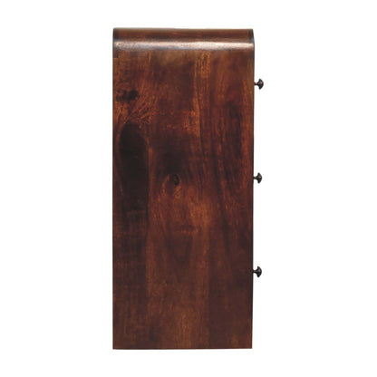 Commode étroite aux angles adoucis en manguier massif – Châtaigne – vue 9