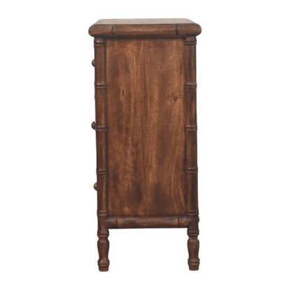 Commode façon bambou 3 tiroirs en manguier massif – Amande grillée – vue 8