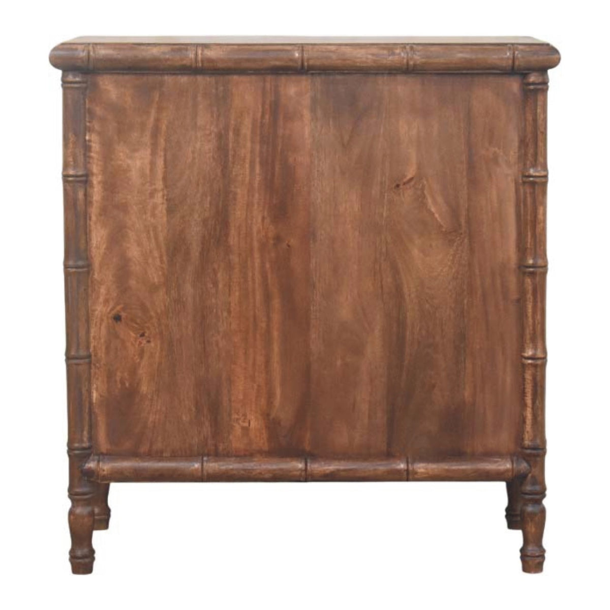 Commode façon bambou 3 tiroirs en manguier massif – Amande grillée – vue 9