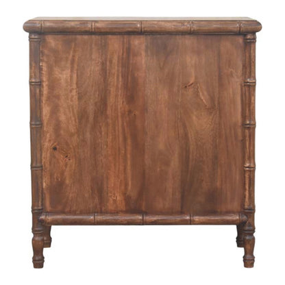 Commode façon bambou 3 tiroirs en manguier massif – Amande grillée – vue 9