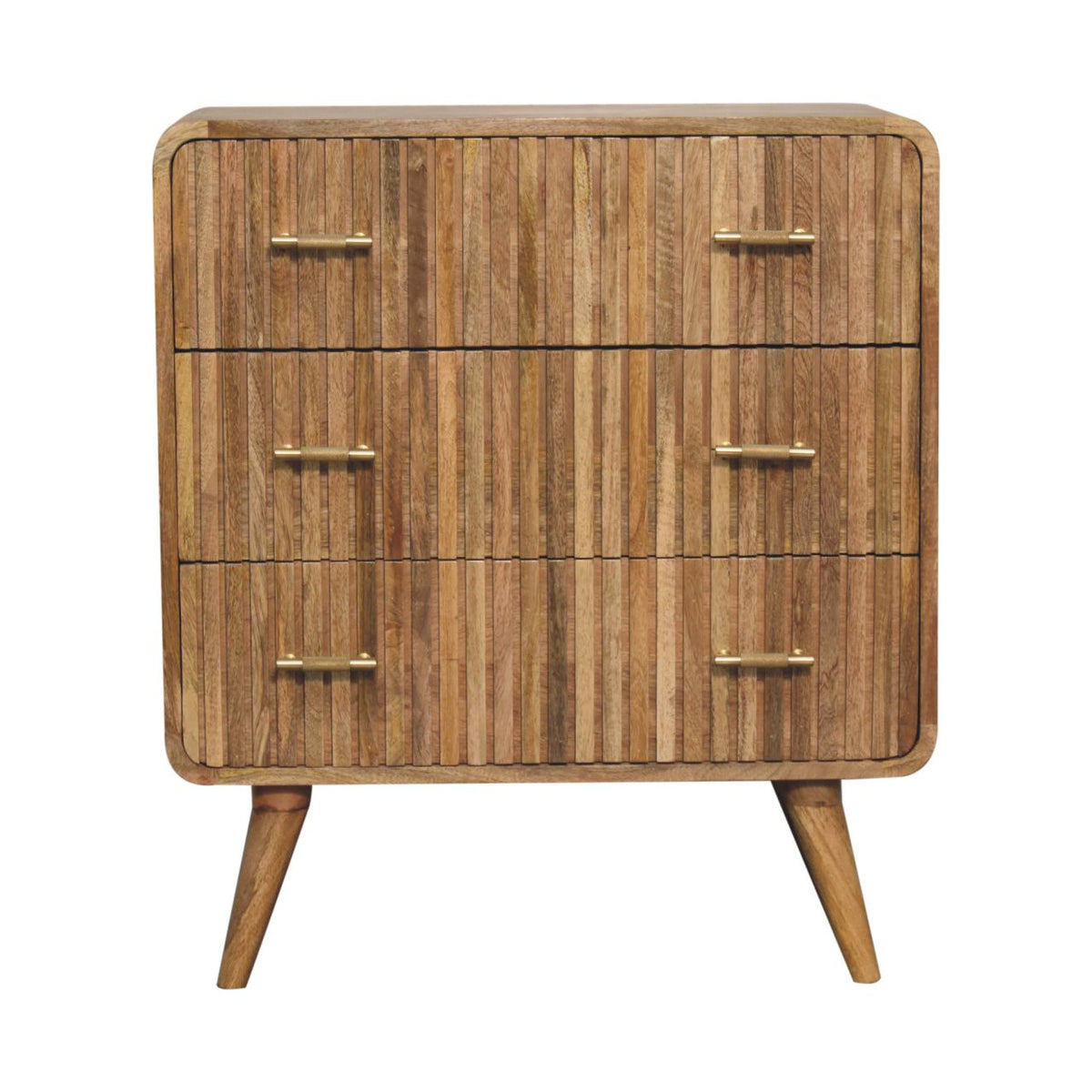 Commode nervurée à poignées en T en manguier massif – Naturel – vue 2