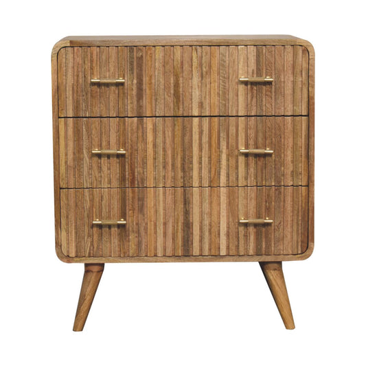 Commode nervurée à poignées en T en manguier massif – Naturel – vue 2