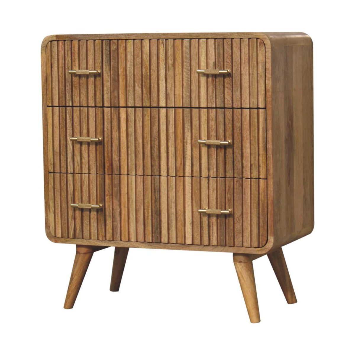 Commode nervurée à poignées en T en manguier massif – Naturel – vue 3