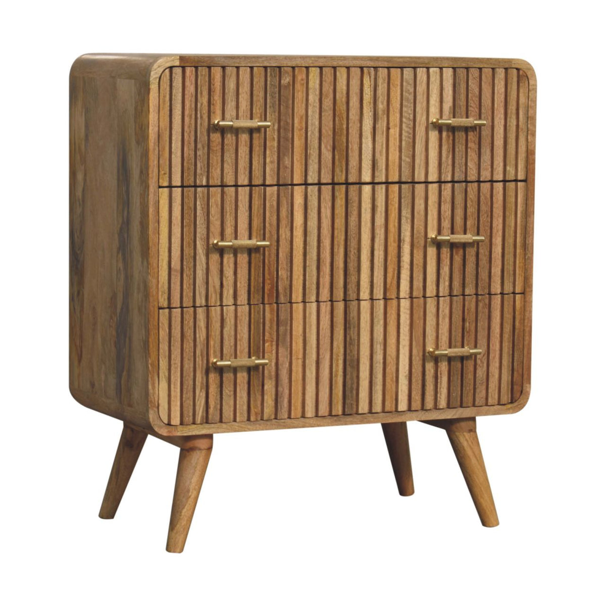Commode nervurée à poignées en T en manguier massif – Naturel – vue 4