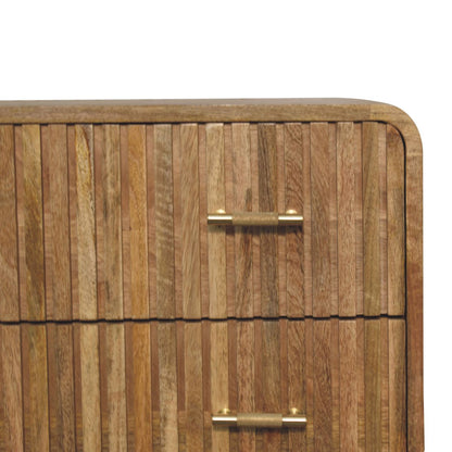 Commode nervurée à poignées en T en manguier massif – Naturel – vue 5