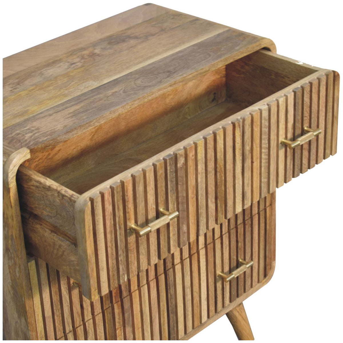 Commode nervurée à poignées en T en manguier massif – Naturel – vue 6