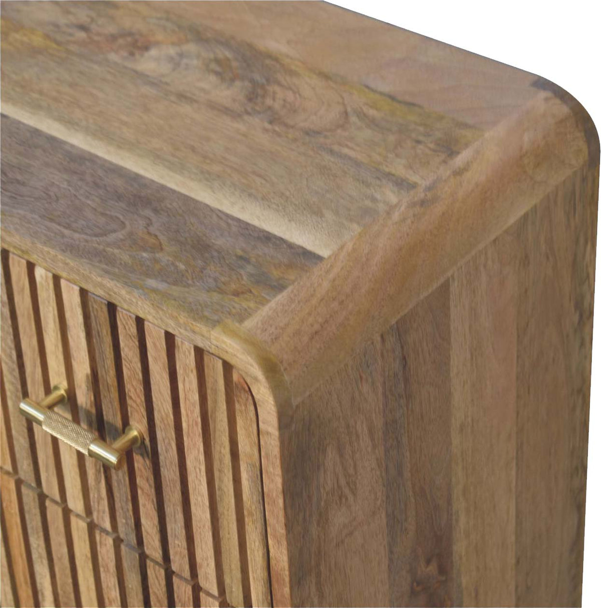 Commode nervurée à poignées en T en manguier massif – Naturel – vue 7