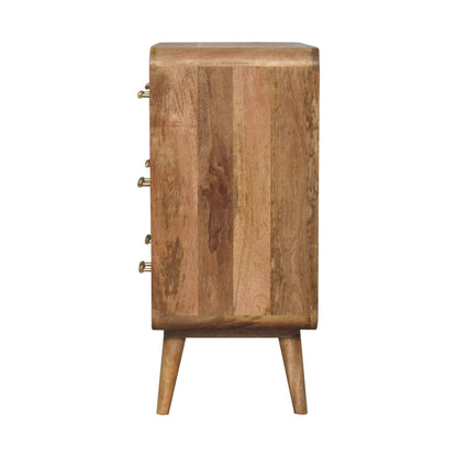 Commode nervurée à poignées en T en manguier massif – Naturel – vue 9
