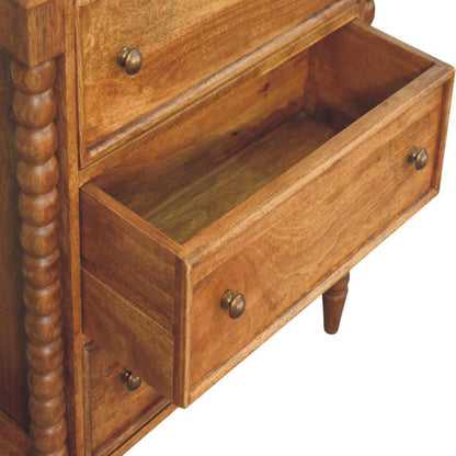 Commode pieds bobine 3 tiroirs en manguier massif – Ambre – vue 6