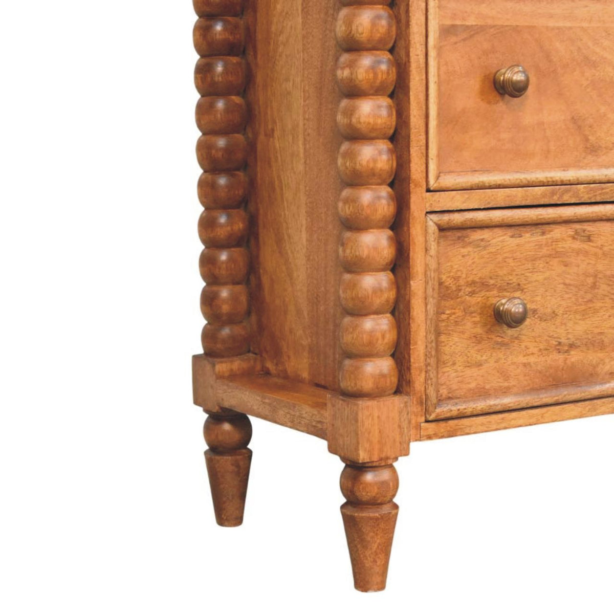 Commode pieds bobine 3 tiroirs en manguier massif – Ambre – vue 7