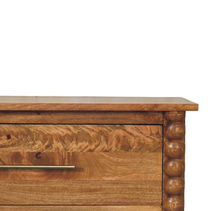 Commode pieds bobine à poignées laiton en manguier massif – Ambre – vue 4