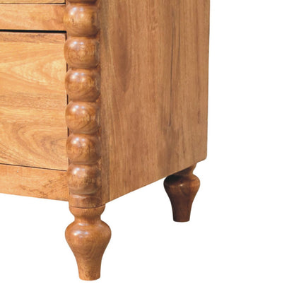 Commode pieds bobine à poignées laiton en manguier massif – Ambre – vue 7