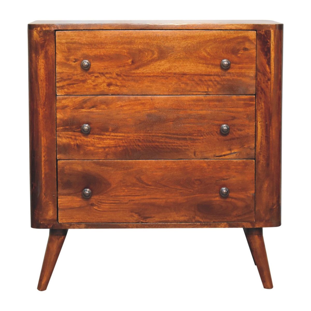 Commode scandinave à 3 tiroirs en manguier massif – Châtaigne – vue 2