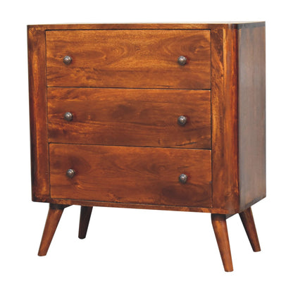 Commode scandinave à 3 tiroirs en manguier massif – Châtaigne – vue 3