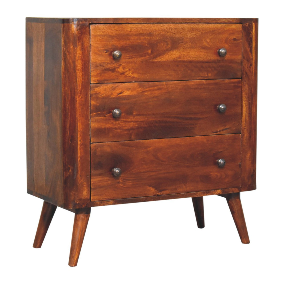 Commode scandinave à 3 tiroirs en manguier massif – Châtaigne – vue 4