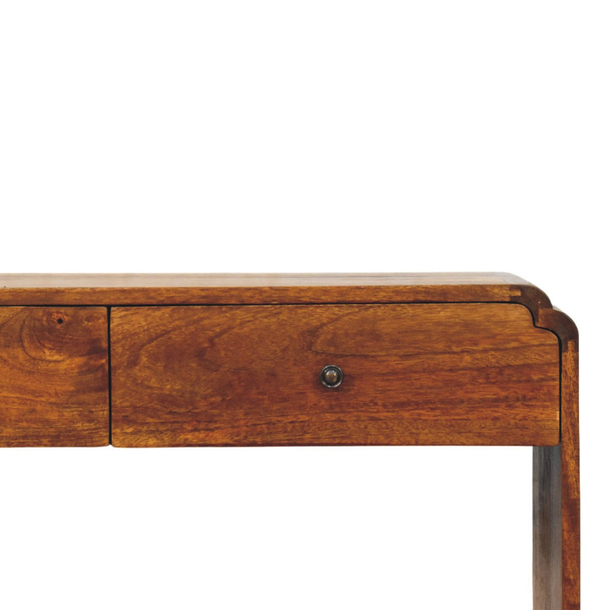 Console 2 tiroirs et 2 étagères en manguier massif – Châtaigne – vue 4