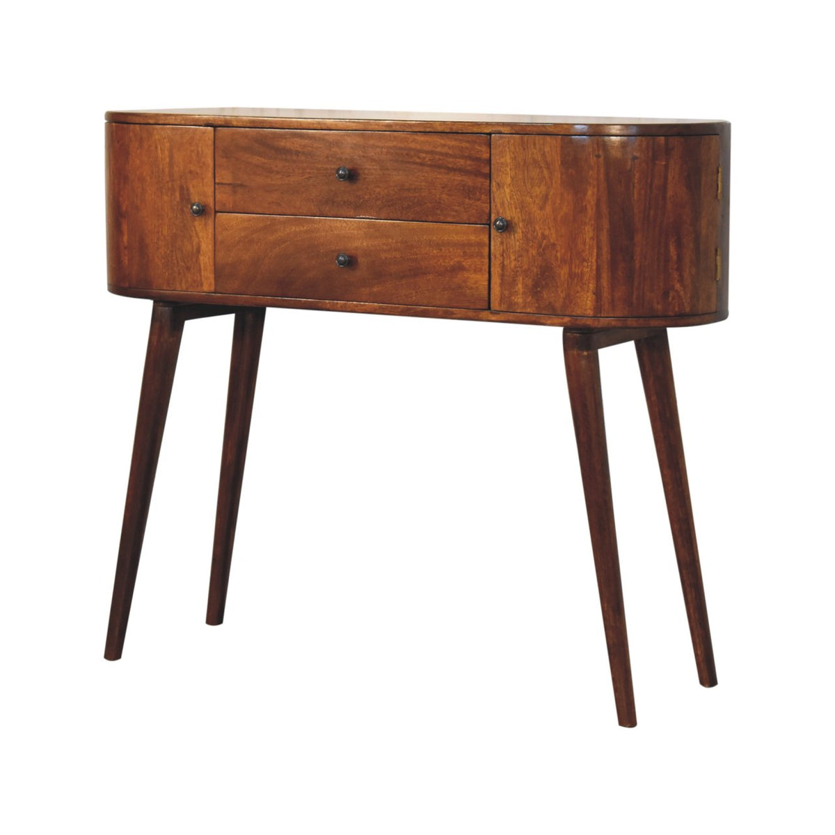 Console 2 tiroirs et caissons latéraux en manguier massif – Châtaigne – vue 3