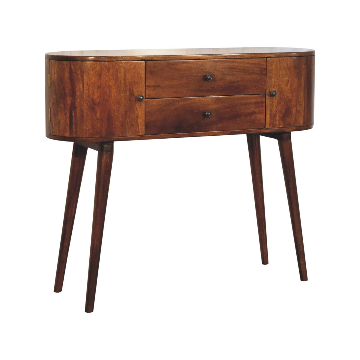 Console 2 tiroirs et caissons latéraux en manguier massif – Châtaigne – vue 4