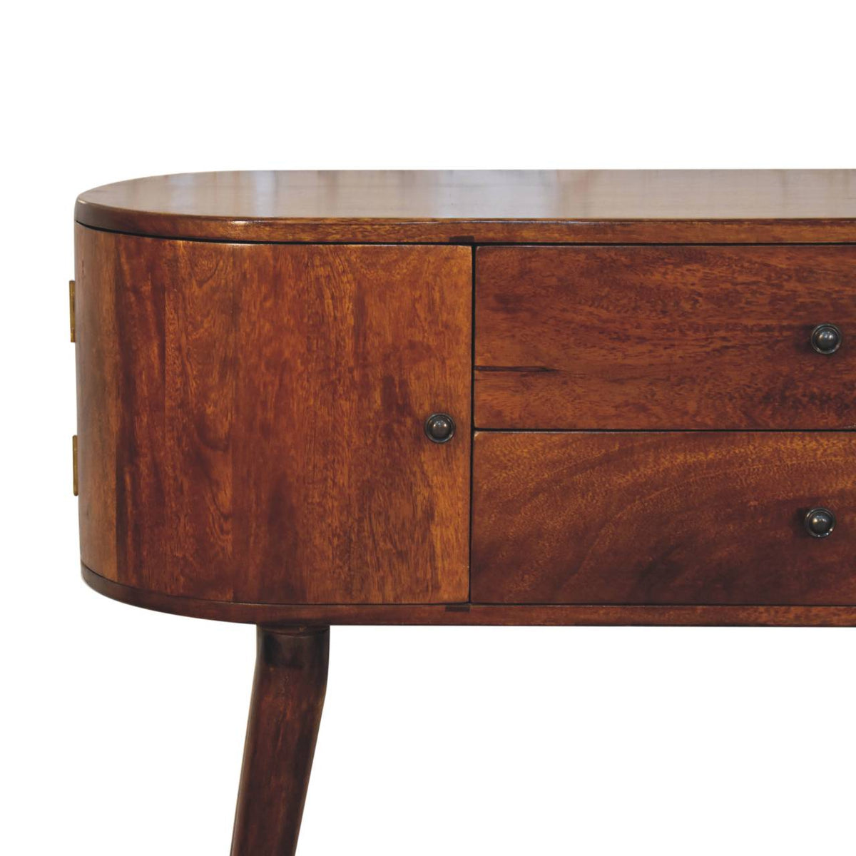 Console 2 tiroirs et caissons latéraux en manguier massif – Châtaigne – vue 5