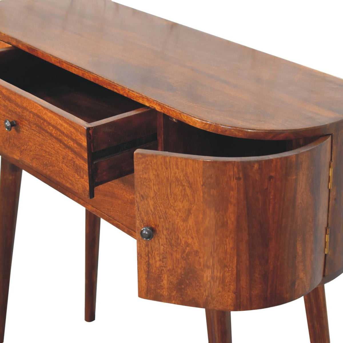 Console 2 tiroirs et caissons latéraux en manguier massif – Châtaigne – vue 6