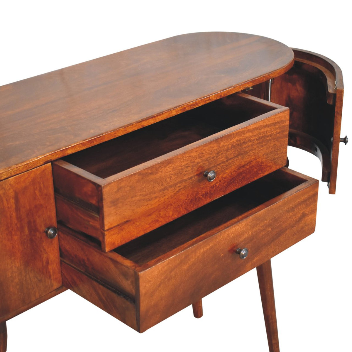 Console 2 tiroirs et caissons latéraux en manguier massif – Châtaigne – vue 7