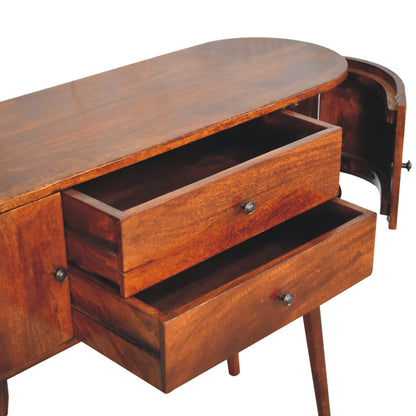 Console 2 tiroirs et caissons latéraux en manguier massif – Châtaigne – vue 7