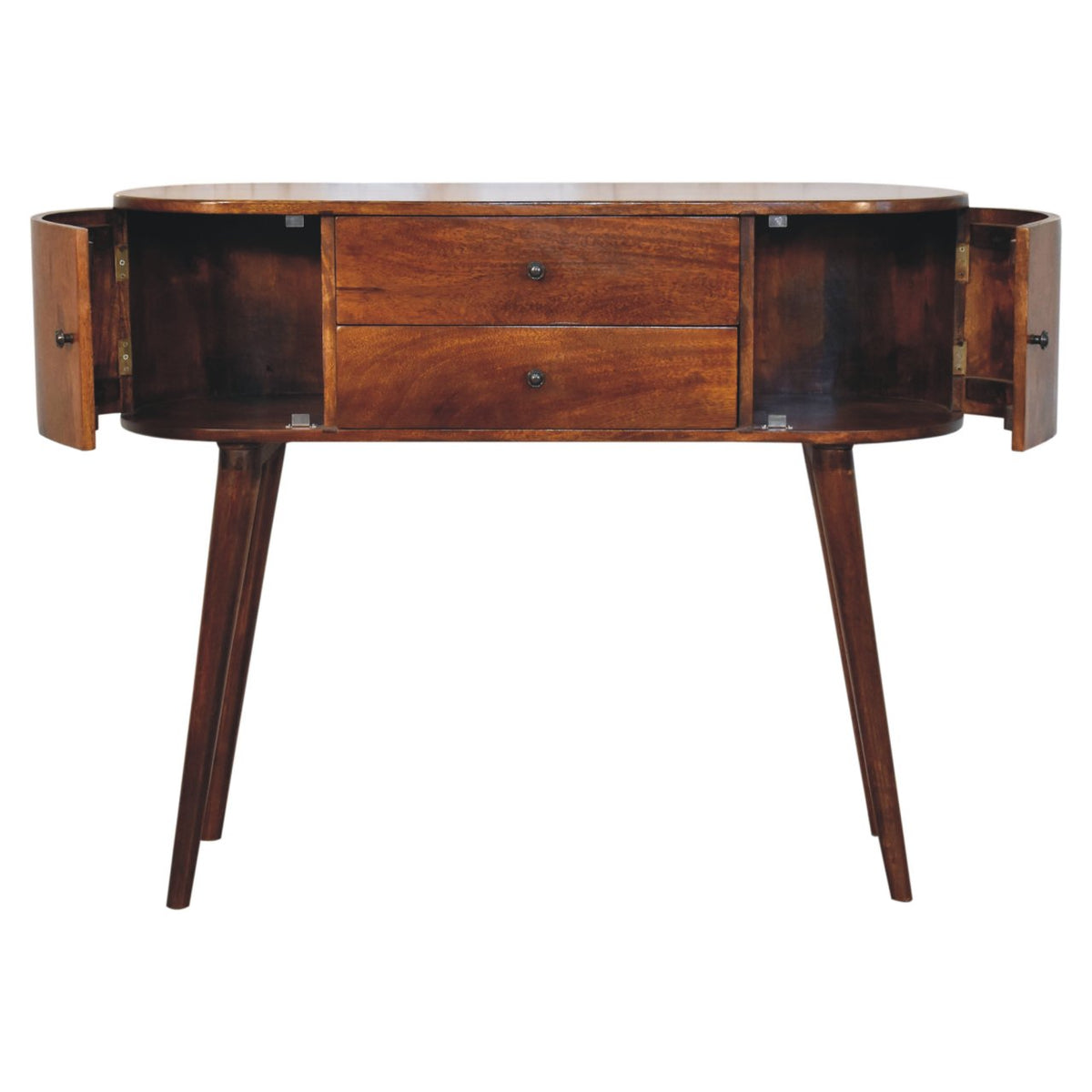 Console 2 tiroirs et caissons latéraux en manguier massif – Châtaigne – vue 8